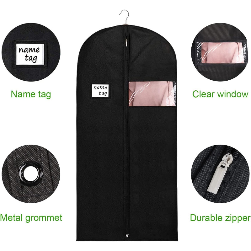 6 Pack Black 60in Garment Bags
