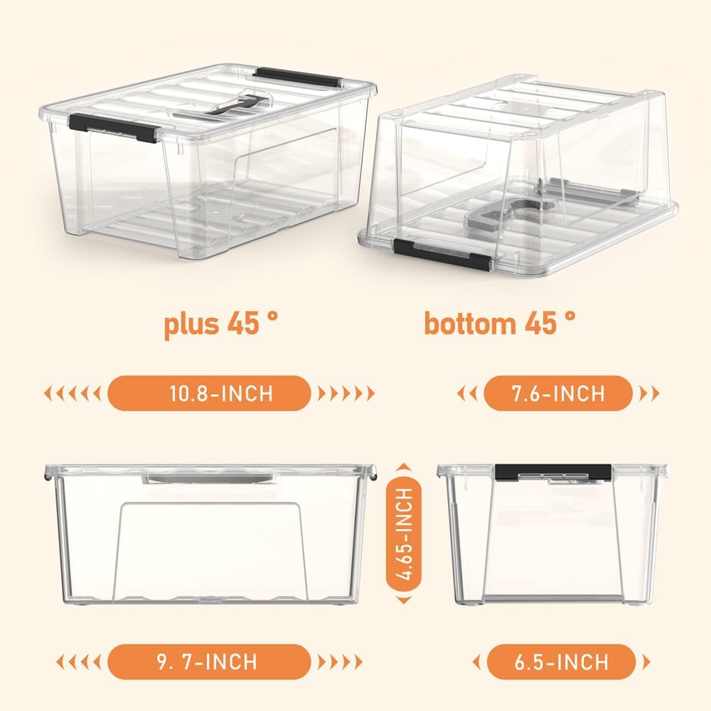 8 Pack 5 Quart Clear Storage Bins