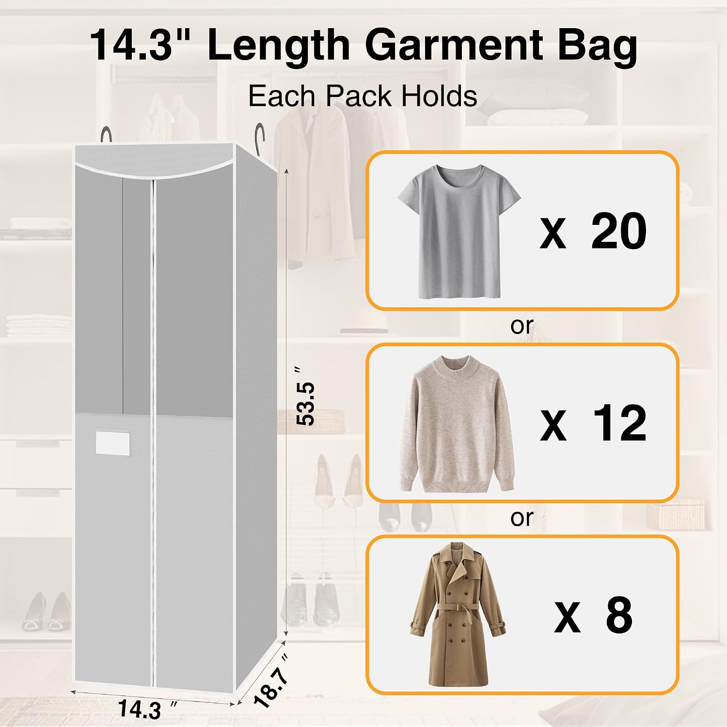 2 Pack Gray Garment Bags