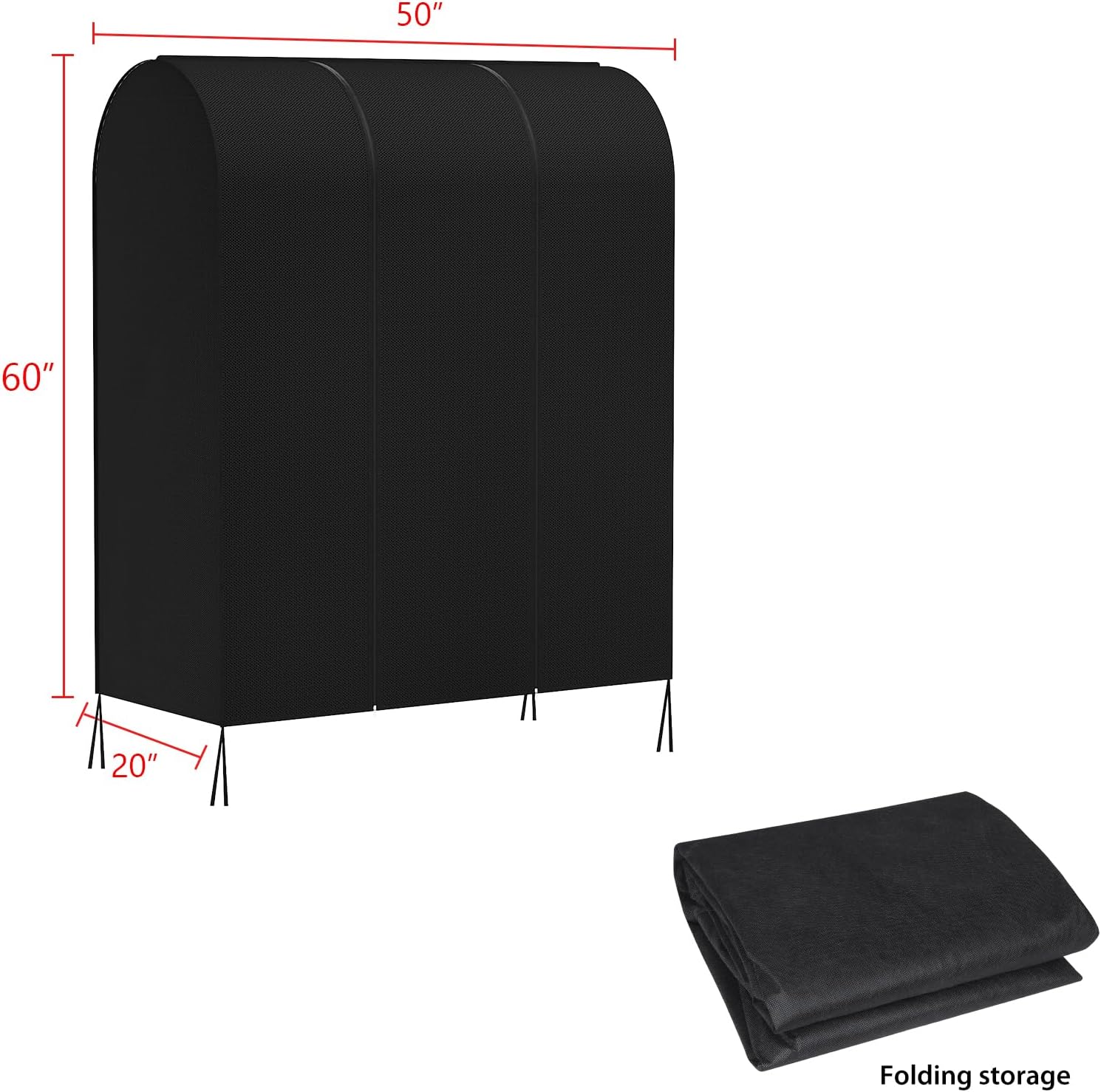 50in Black Garment Rack Cover
