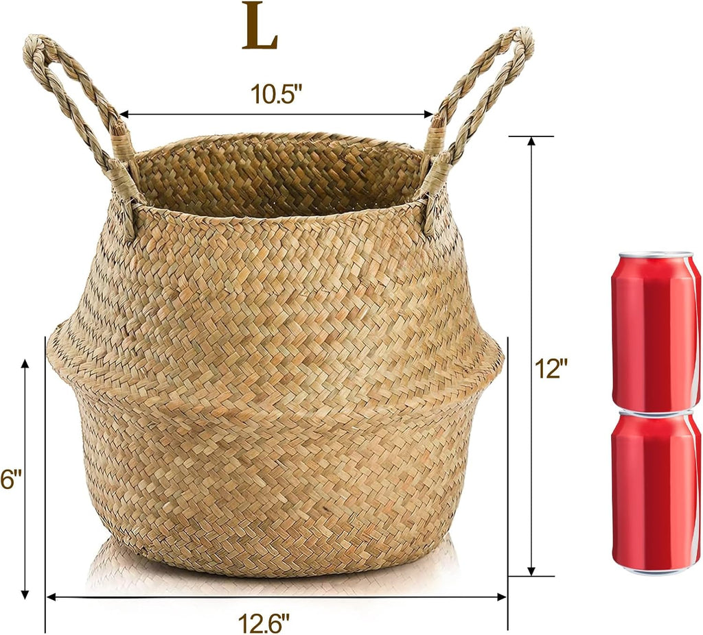 2 Pack Large Seagrass Woven Basket