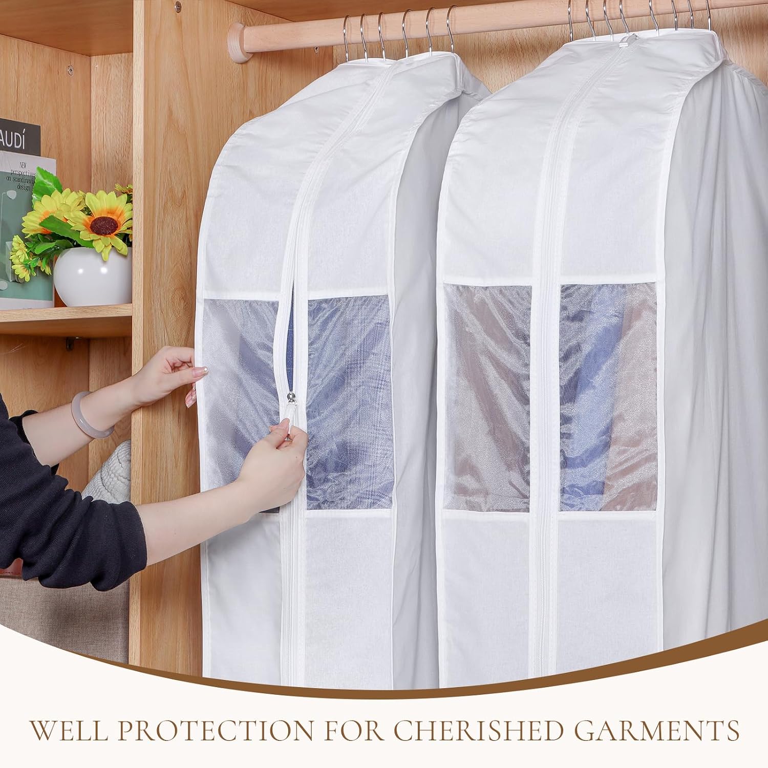 2 Pack White 40in Cotton Garment Bags