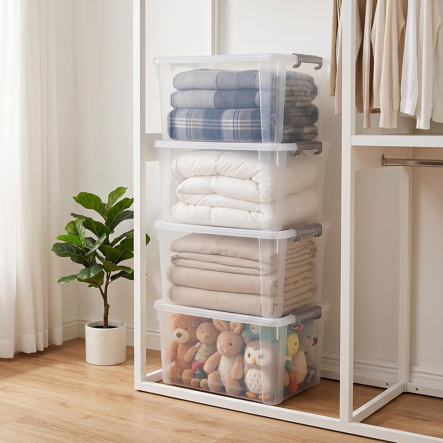 8 Packs 44.4 QT Clear Storage Bins