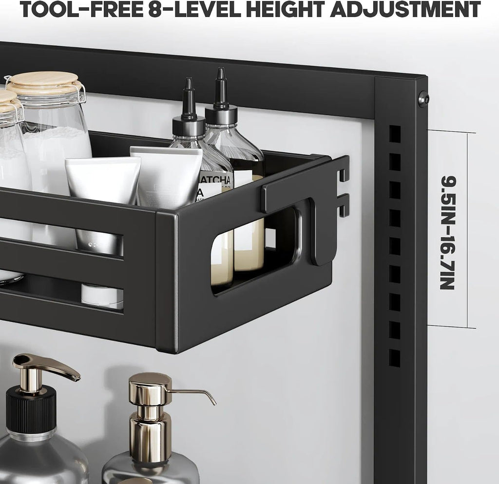 2 Pack Black 19IN-Depth Under Sink Organizer