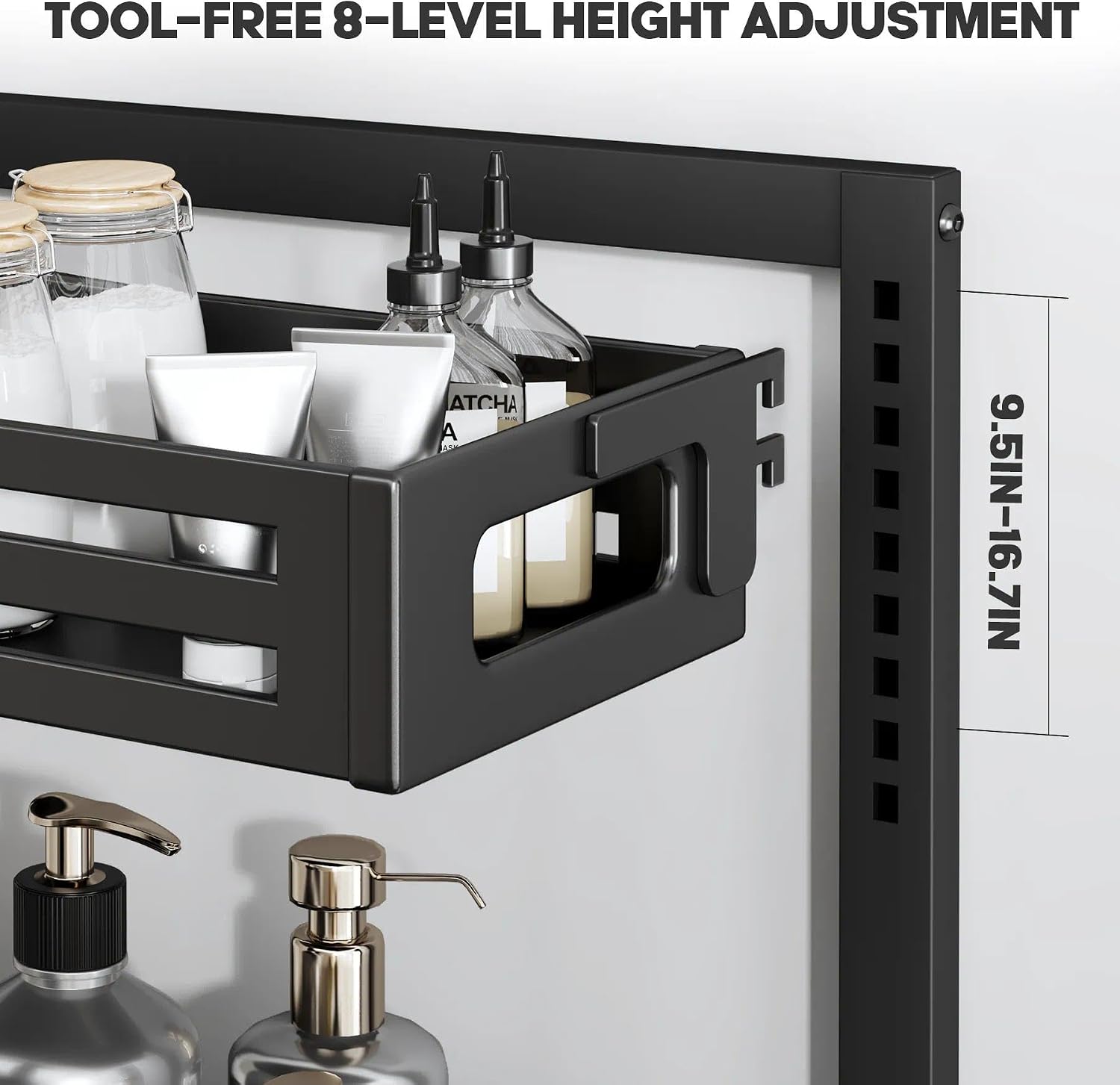 2 Pack Black 19IN-Depth Under Sink Organizer