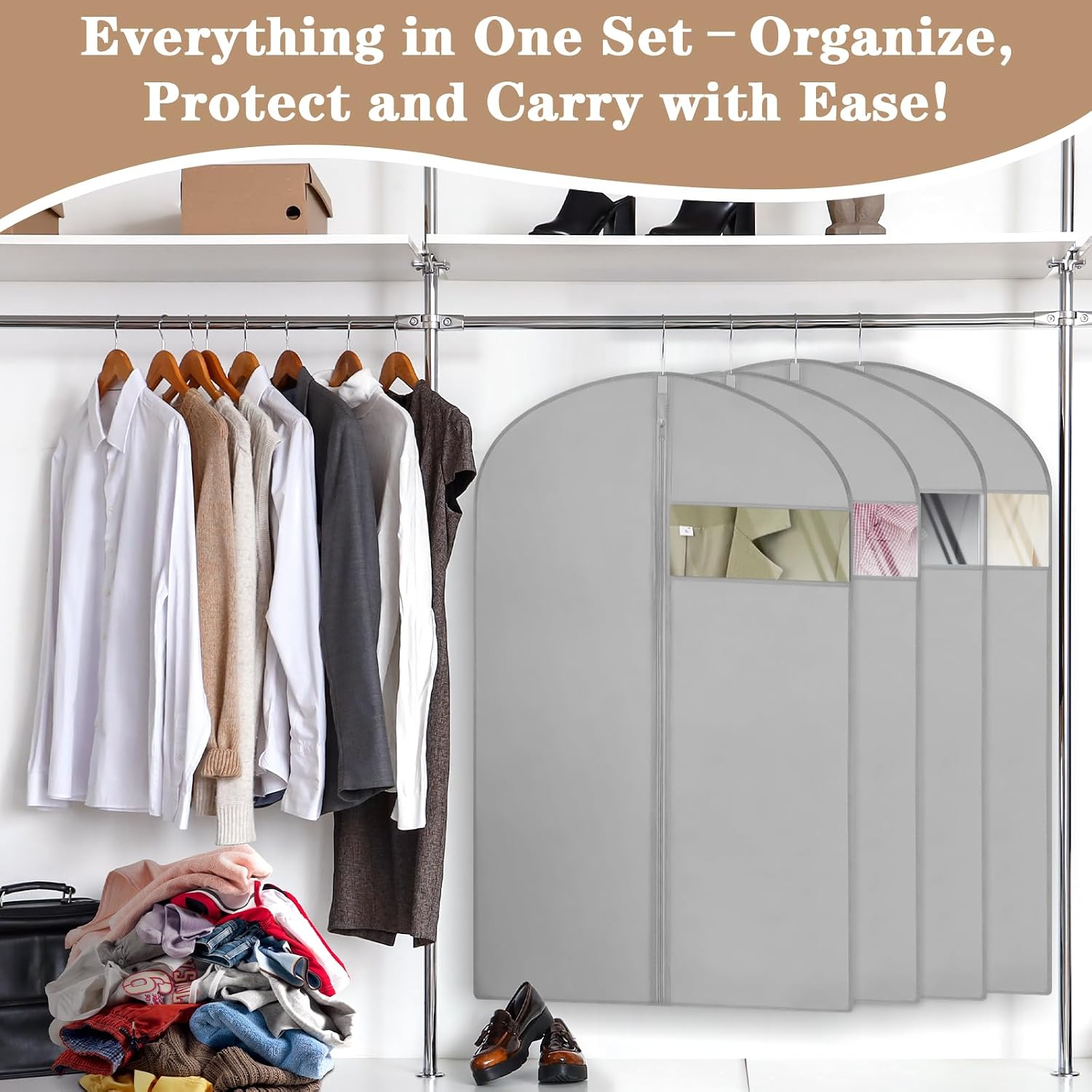 20 Pack Gray 40-inch Garment Bags