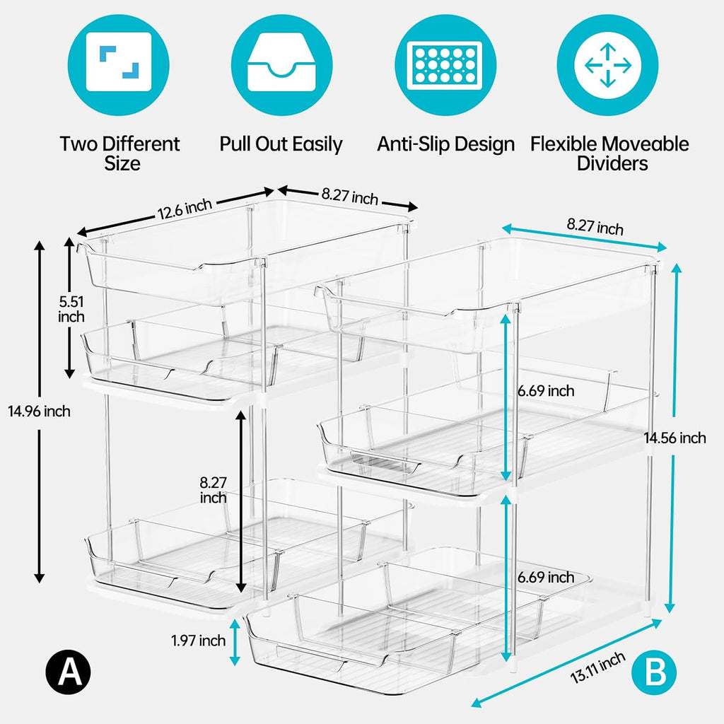 2 Sets 3-Tier Under Sink Organizers