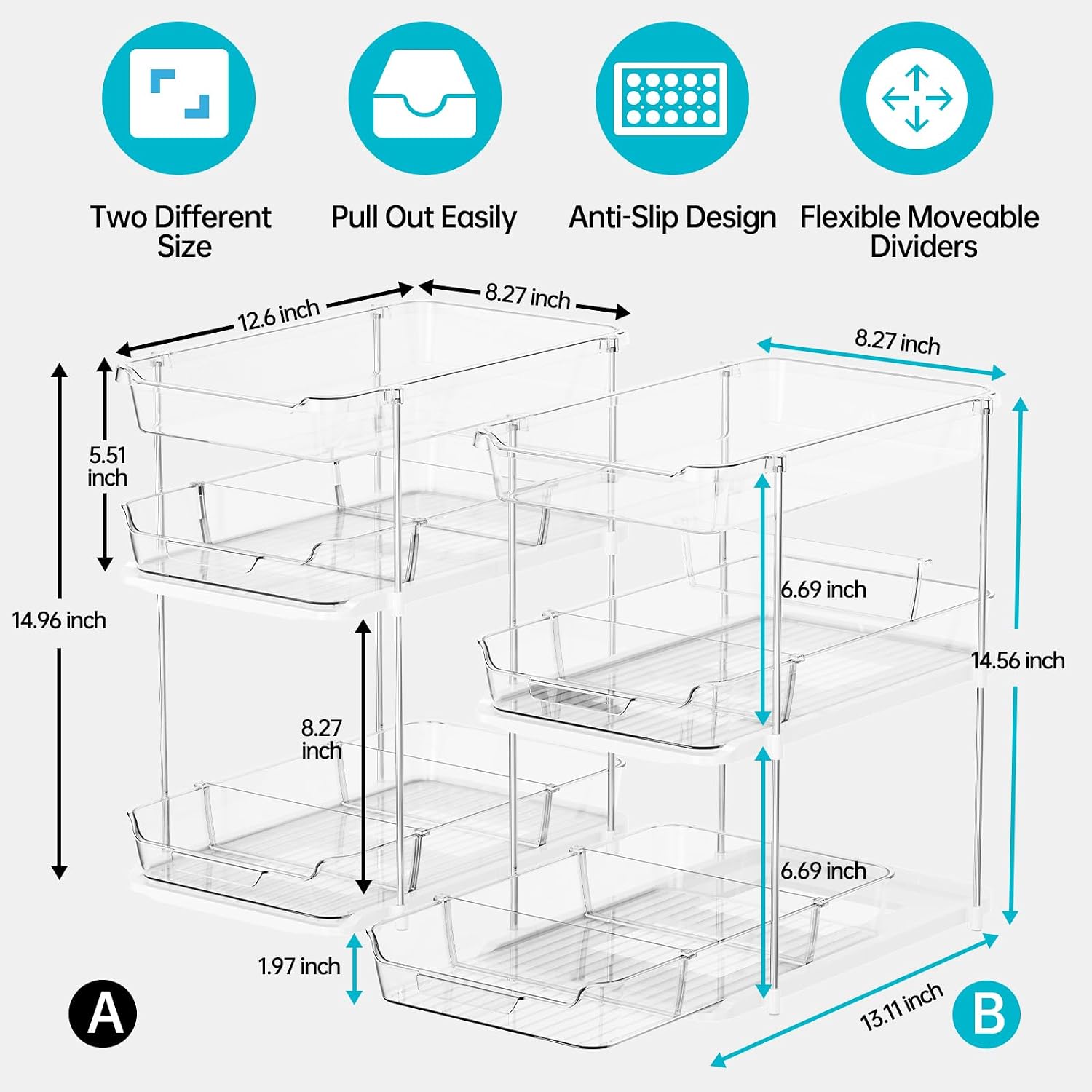 2 Sets 3-Tier Under Sink Organizers