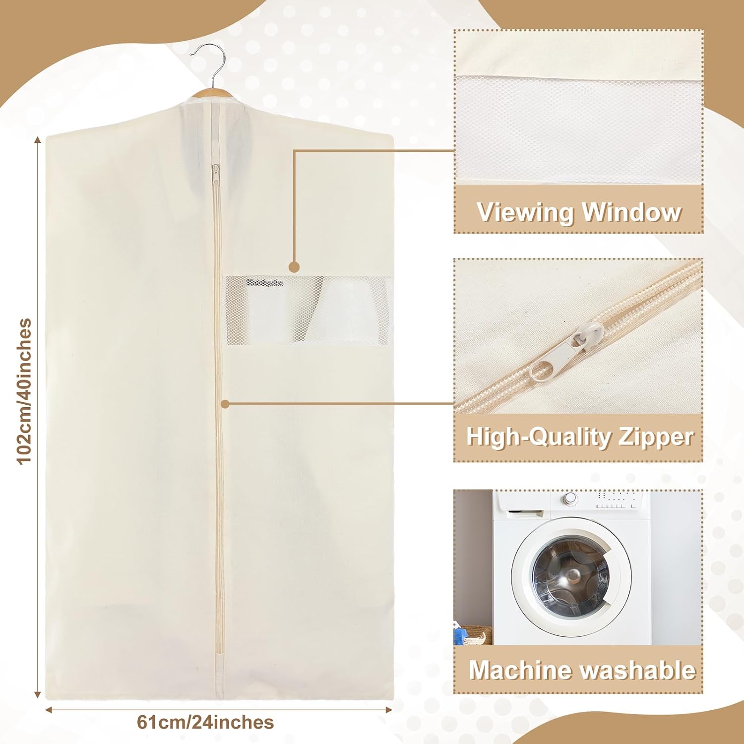 6 Pcs 40in Cotton Garment Bags