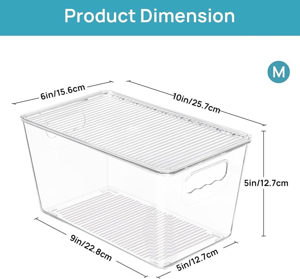 6 Pack Medium Clear Storage Bins