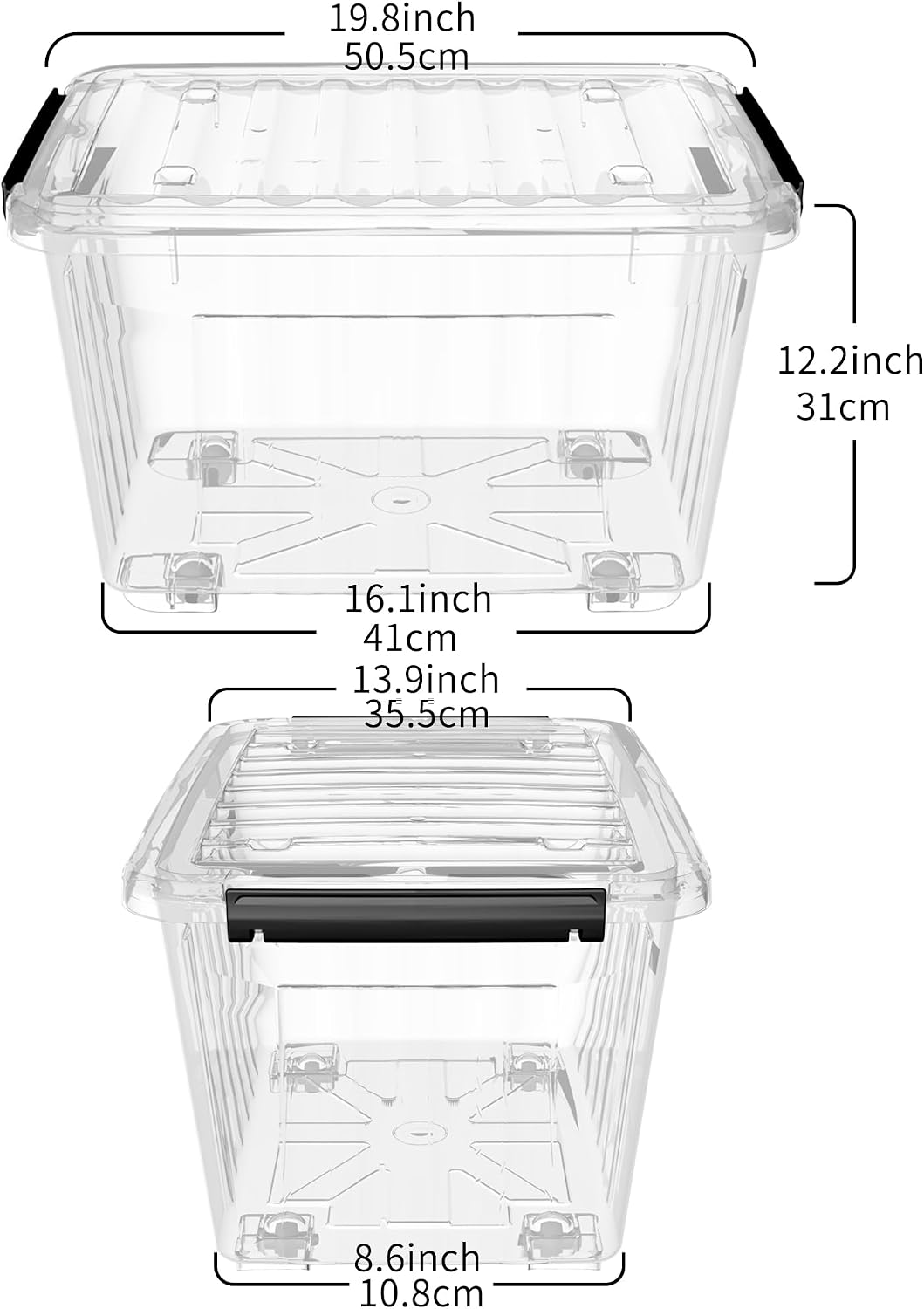 4 Pack 40Qt Clear Storage Bins with Wheels