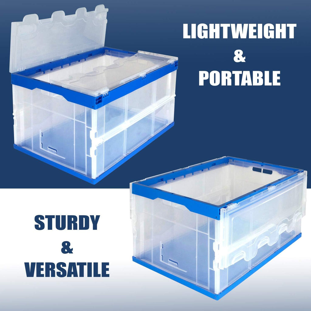 3-Pack 65L Clear Collapsible Storage Crates