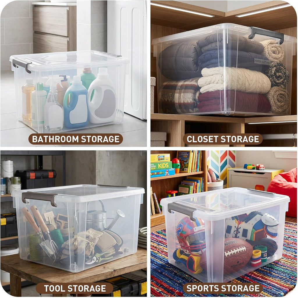 8 Packs 44.4 QT Clear Storage Bins