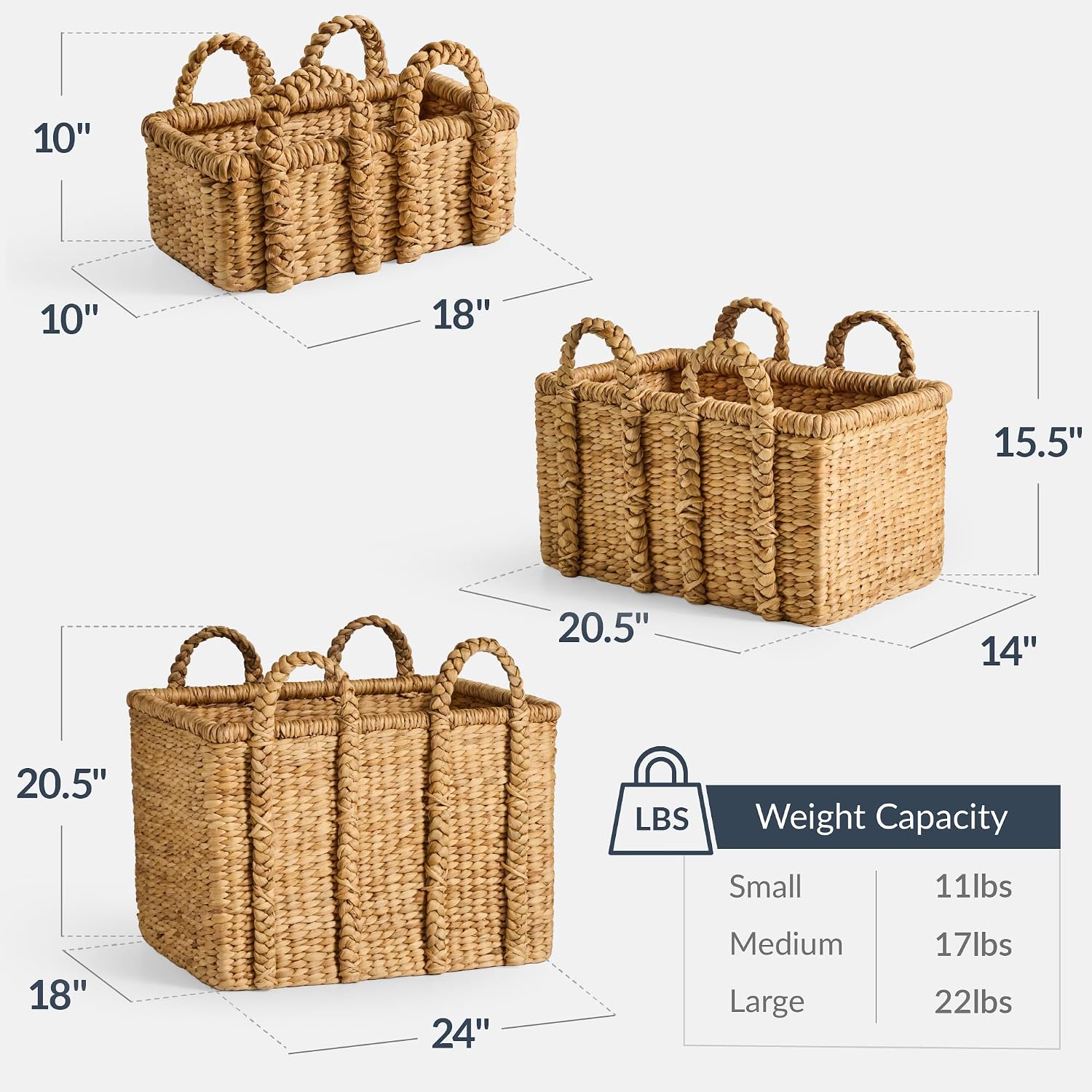 3Pc Chunky Wicker Baskets