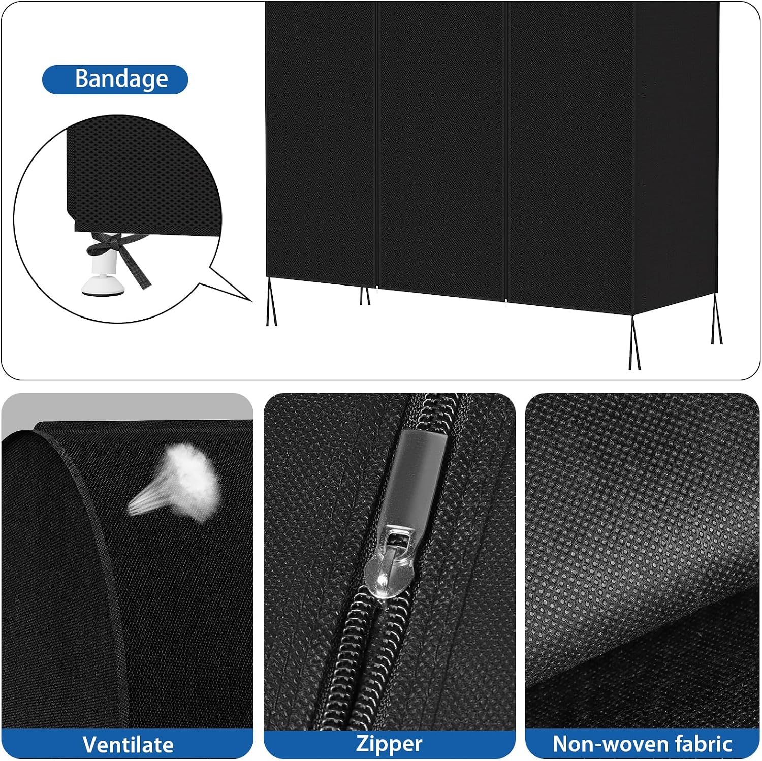 50in Black Garment Rack Cover