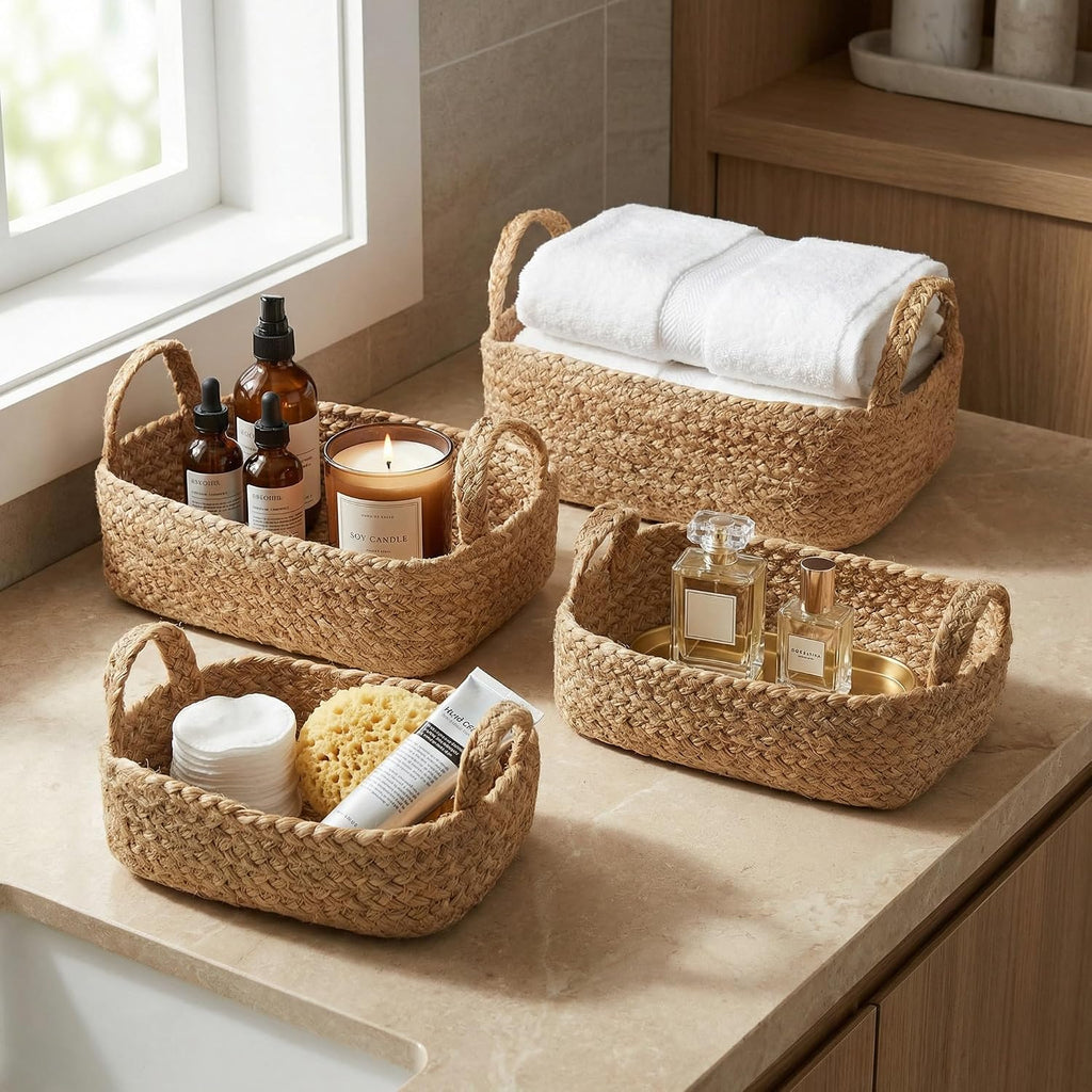 Set of 4 Natural Jute Rope Baskets