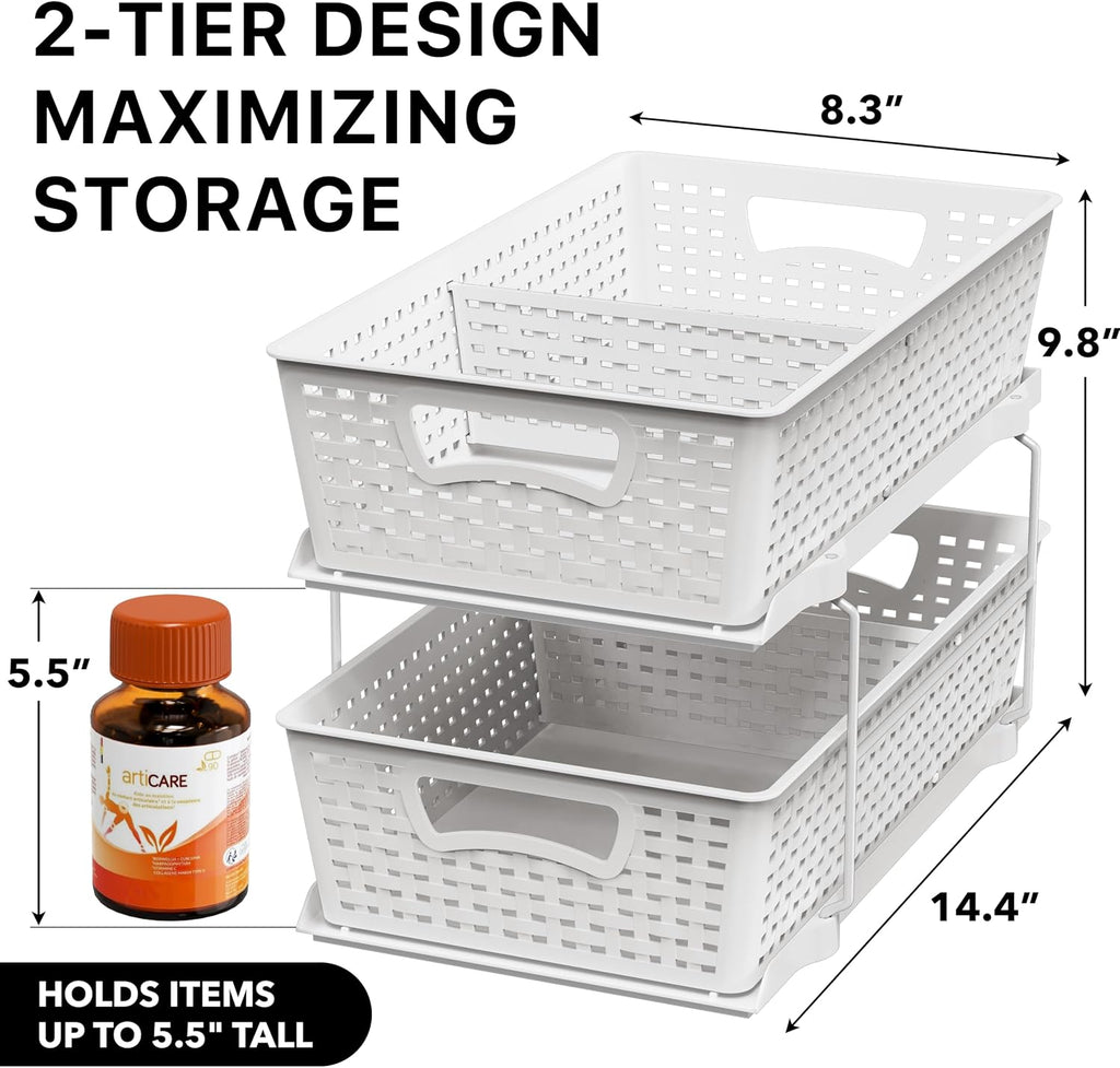 White 2 Tier Under Sink Drawer