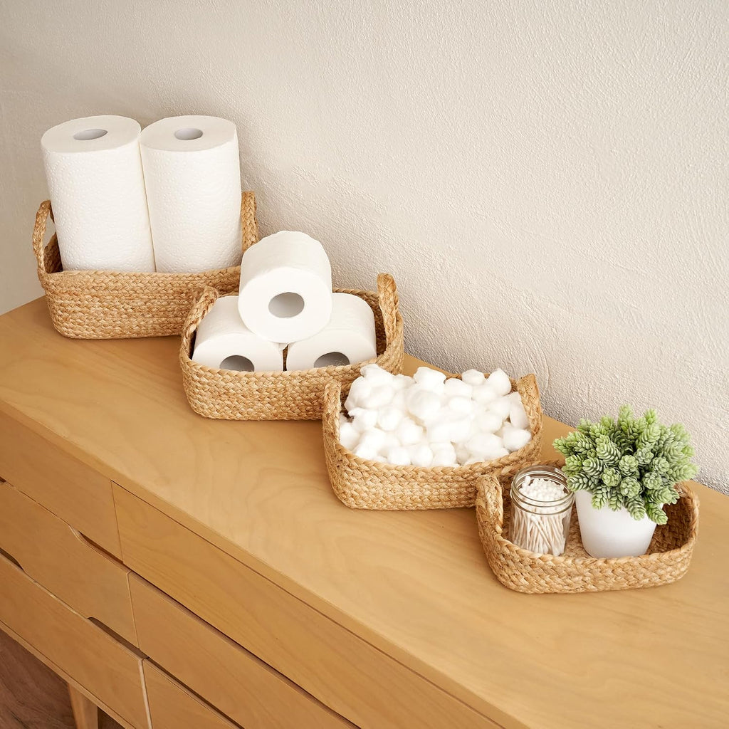 Set of 4 Natural Jute Rope Baskets