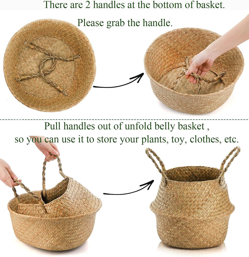 2 Pack Large Seagrass Woven Basket