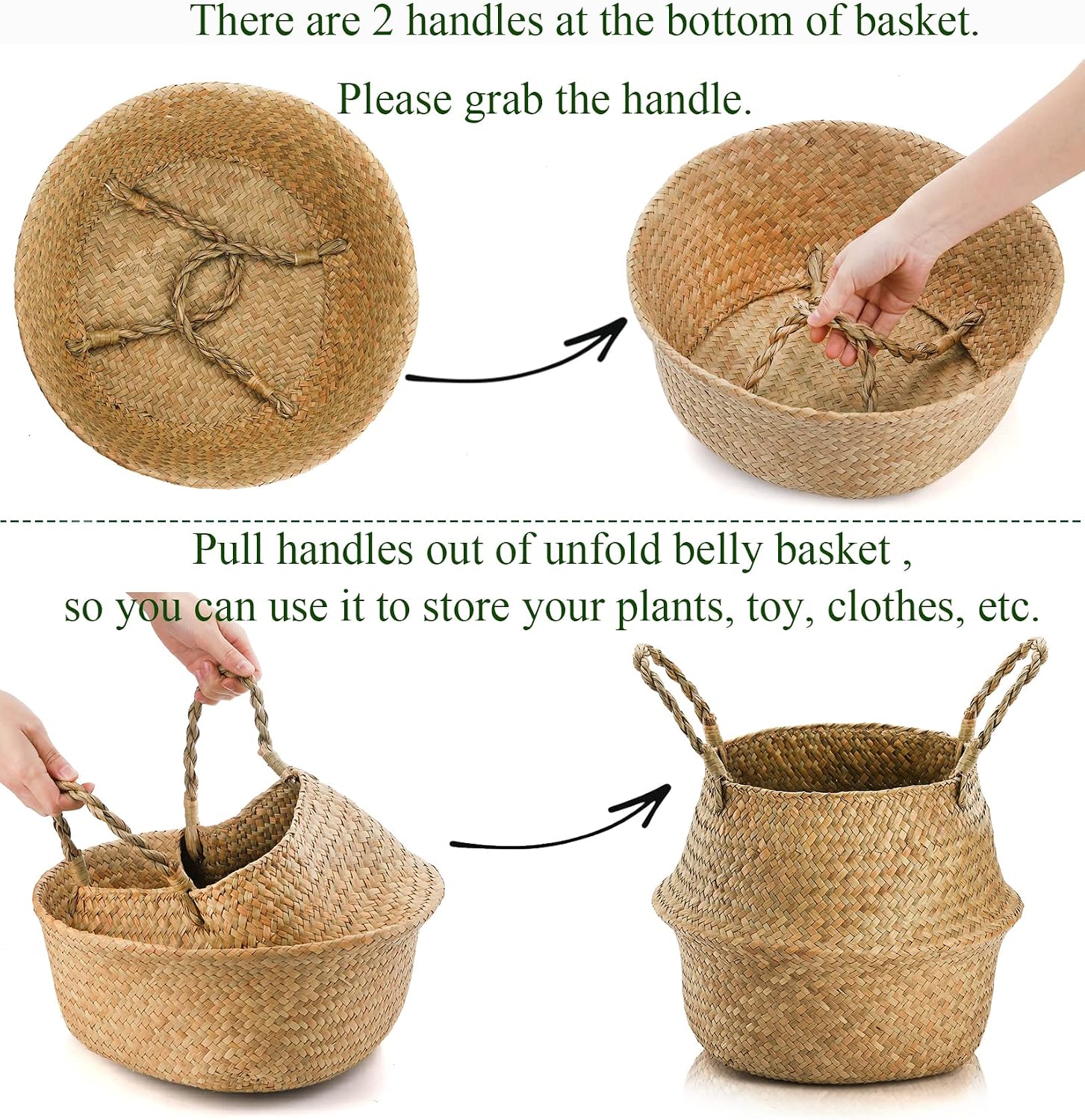 2 Pack Large Seagrass Woven Basket