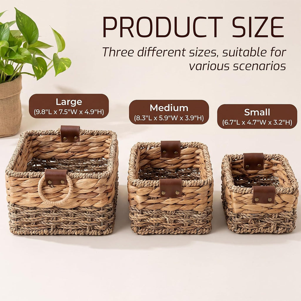 3 Pack Natural Seagrass Baskets