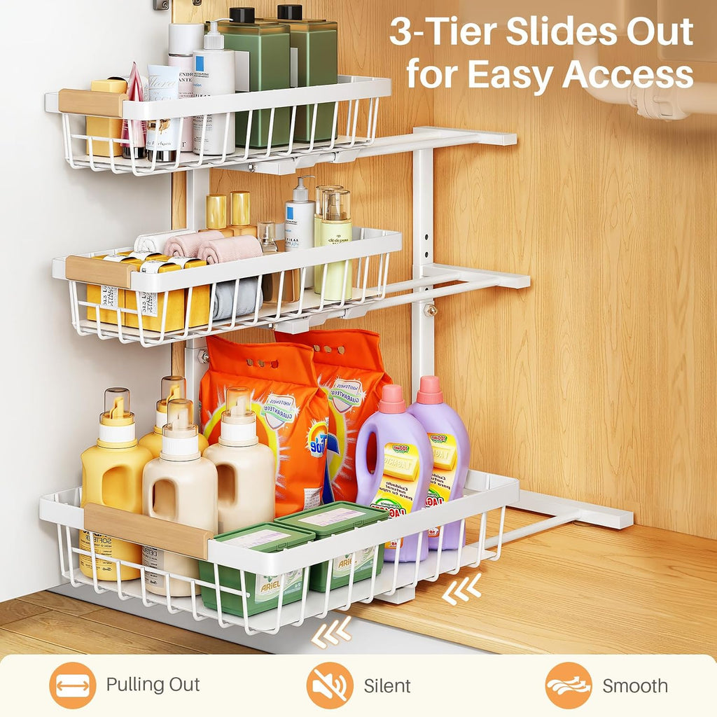 2-Pack White 3-Tier Under Sink Organizer