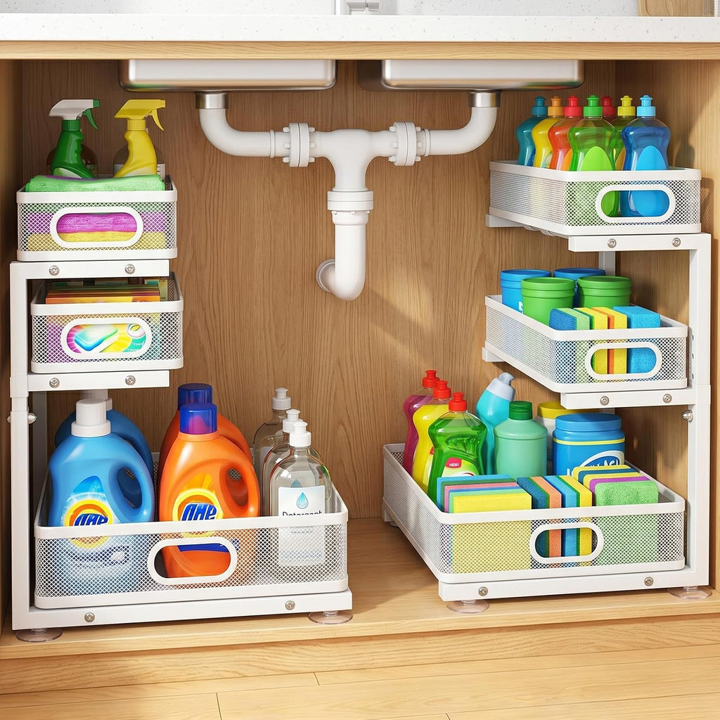 2-Pack White 3 Tier Under Sink Organizer