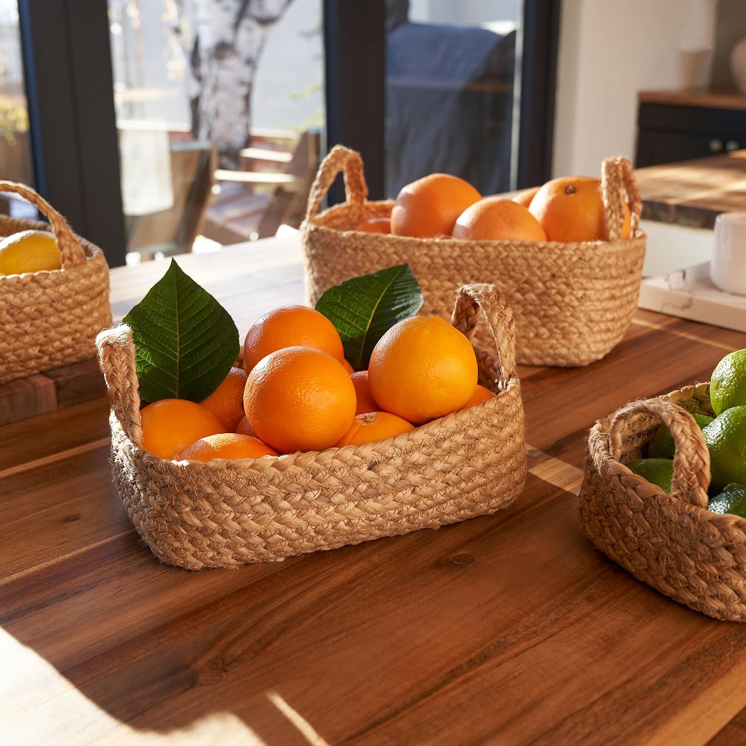 Set of 4 Natural Jute Rope Baskets