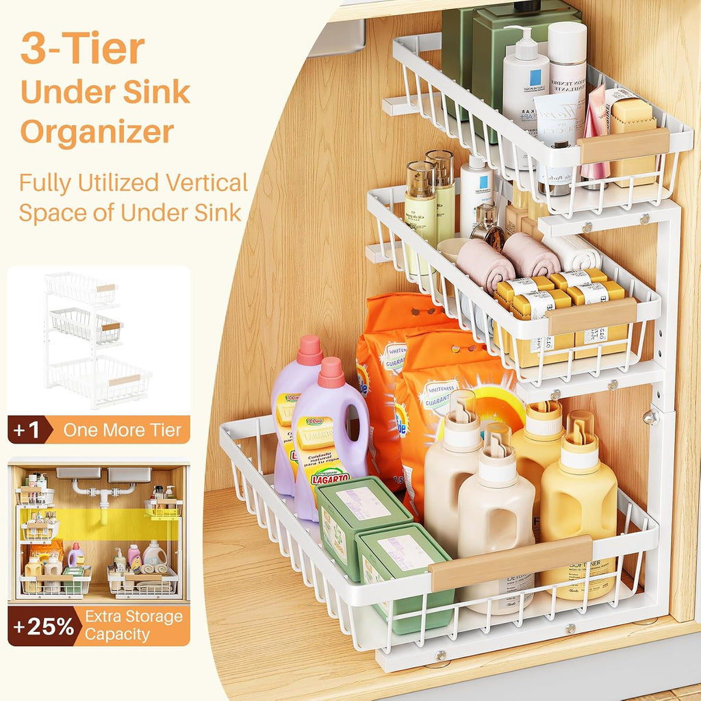 2-Pack White 3-Tier Under Sink Organizer