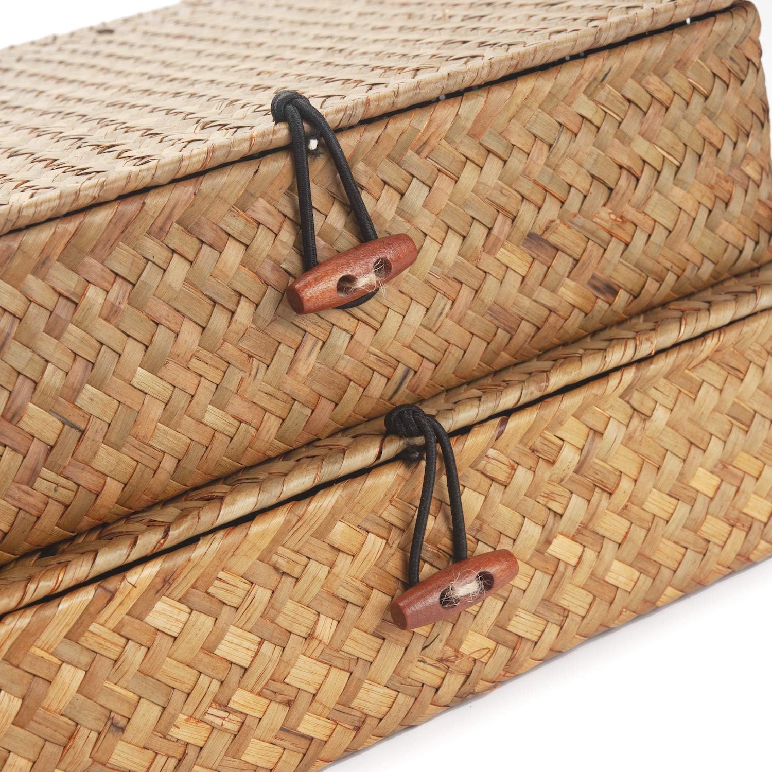 Set of 2 Seagrass Basket Box With Lid