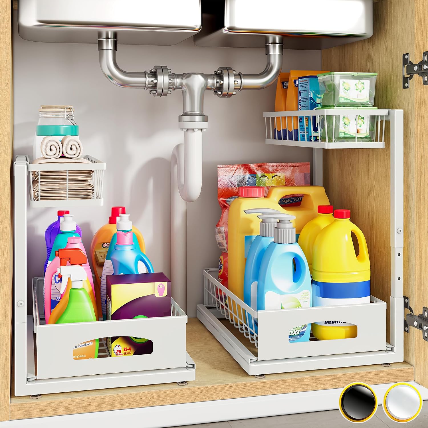 2-Pack L-Shaped Under Sink Organizer