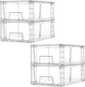4 Pack Clear Stackable Drawer with Dividers