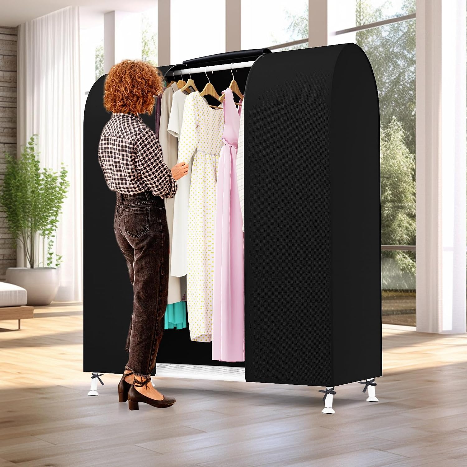 50in Black Garment Rack Cover