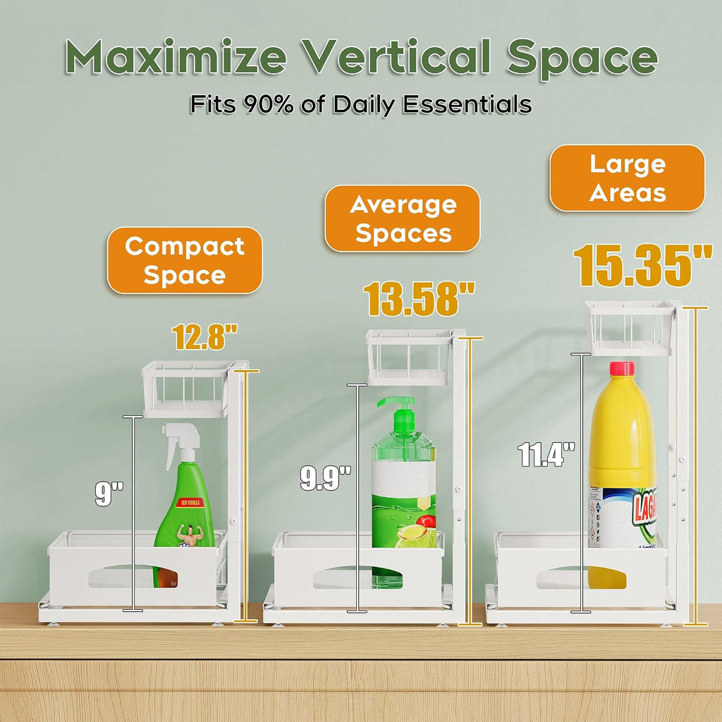 2-Pack L-Shaped Under Sink Organizer