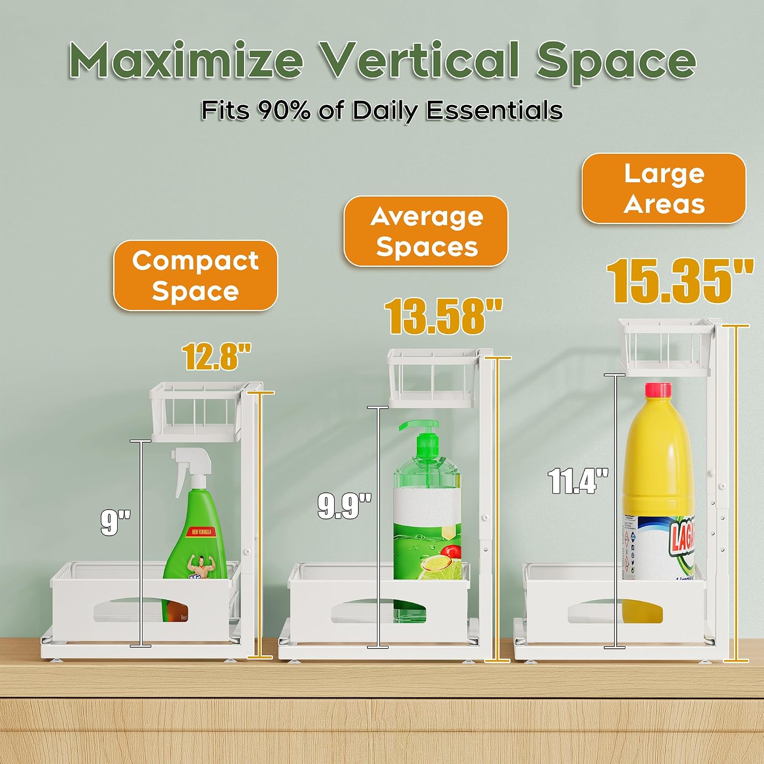 2-Pack L-Shaped Under Sink Organizer