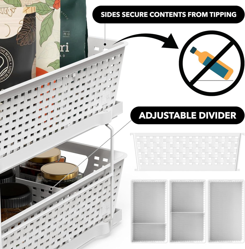 White 2 Tier Under Sink Drawer