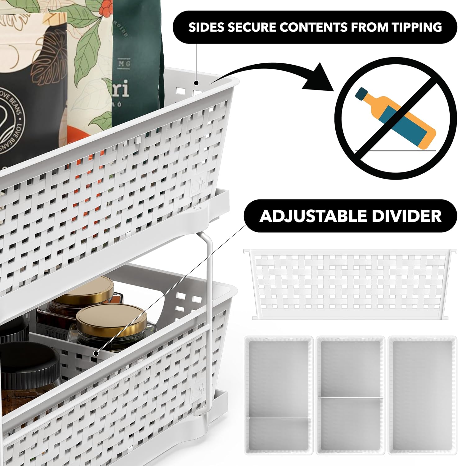 White 2 Tier Under Sink Drawer
