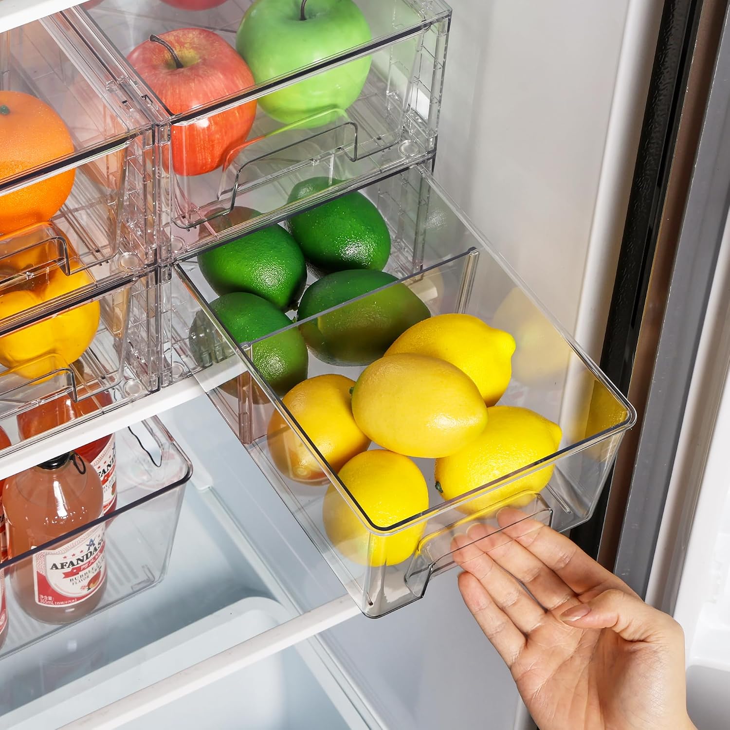 4 Pack Clear Stackable Drawer with Dividers