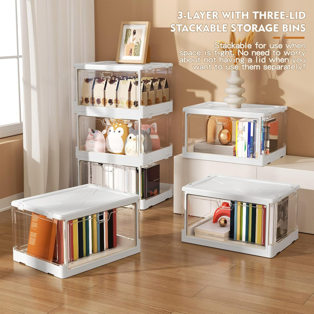 3 Pack Clear Storage Bins with Lids