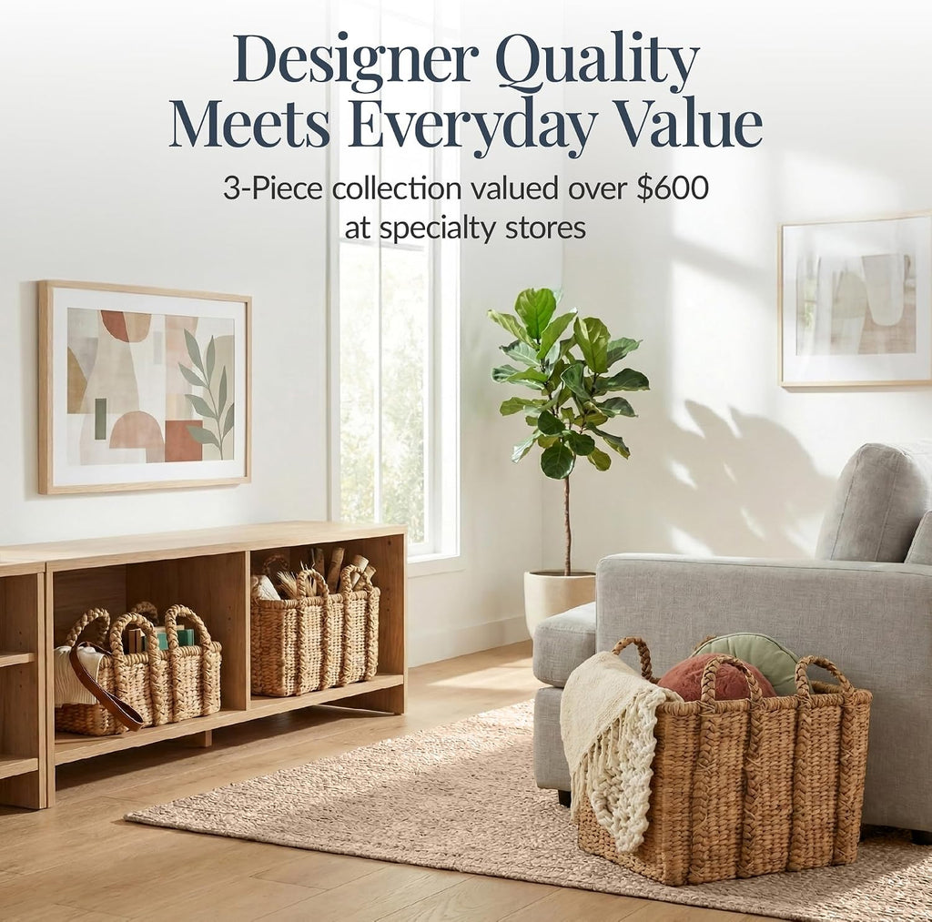 3Pc Chunky Wicker Baskets