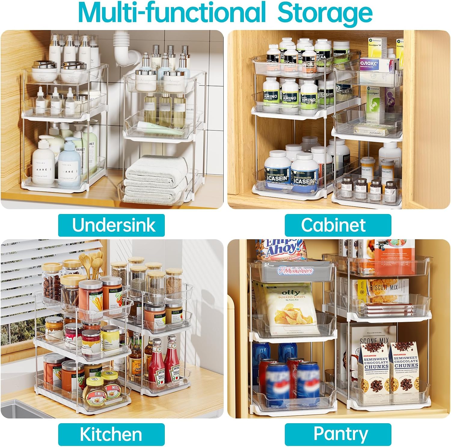 2 Sets 3-Tier Under Sink Organizers