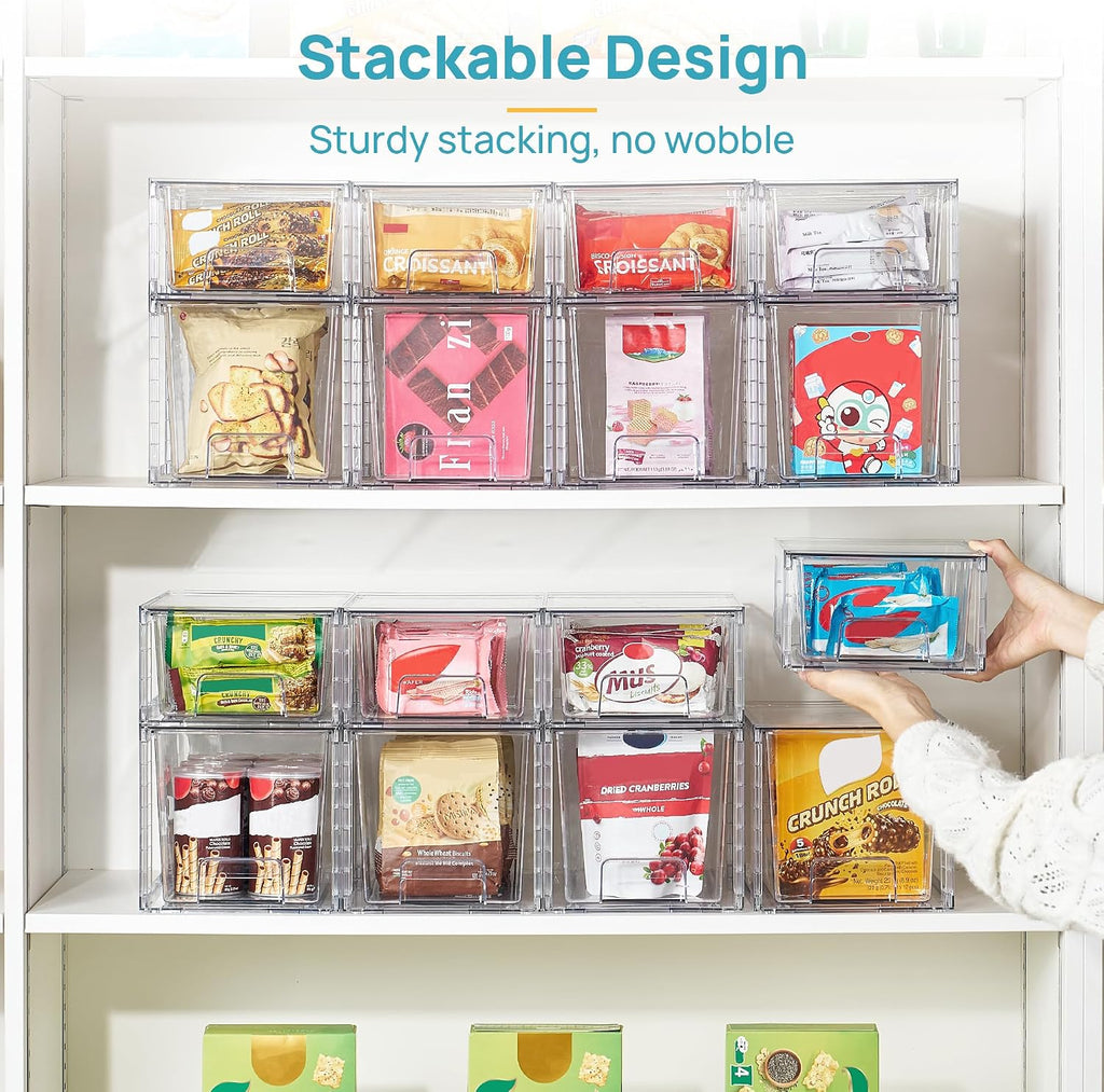 4 Pack Clear Stackable Storage Drawers