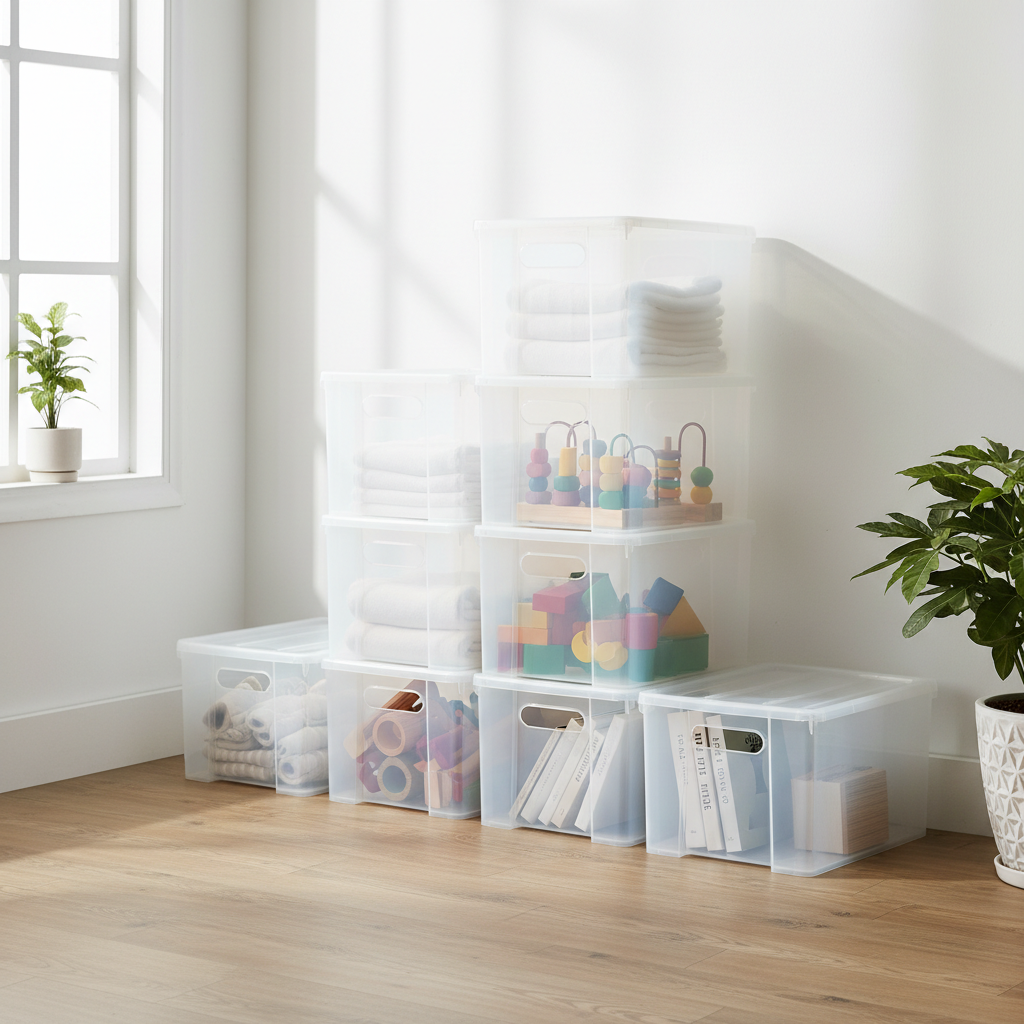 Clear Stackable Storage Crates