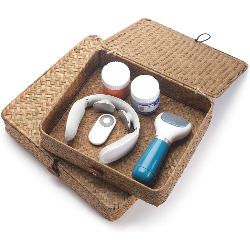 Set of 2 Seagrass Basket Box With Lid